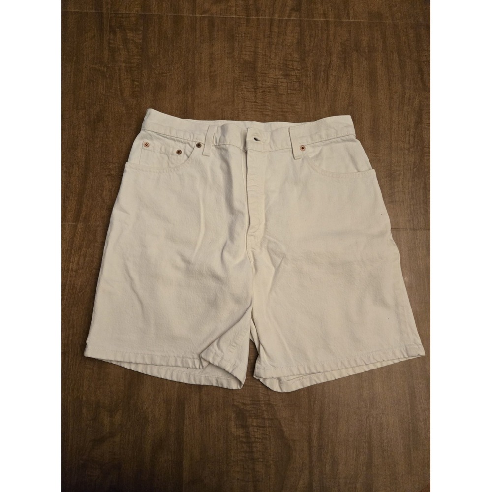 Vintage 90s Levis 550 Shorts Womens 13 White Relaxed High Rise Denim USA Made - Picture 2 of 13